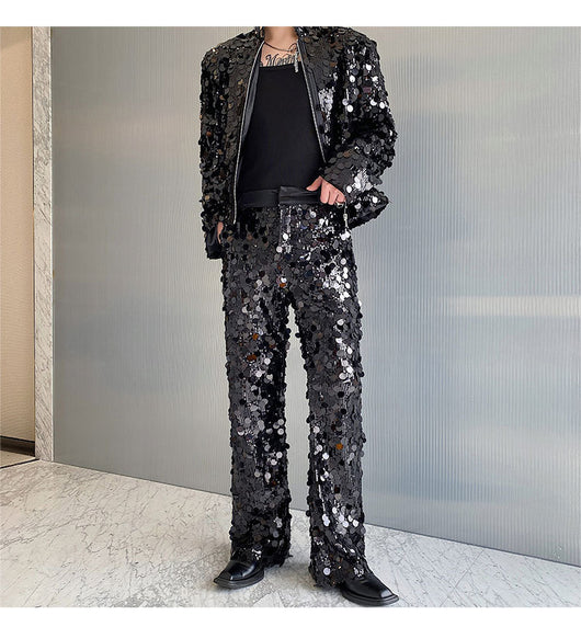 Conjunto de Traje Brillante para Hombre - Chaqueta y Pantalón Estilo Discoteca - Image 18