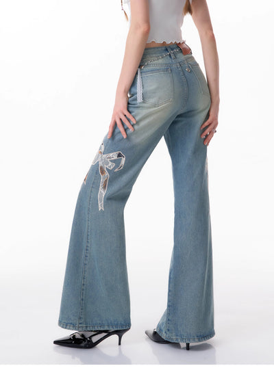 Jeans Rectos de Talle Alto con Detalle de Moño - Image 18