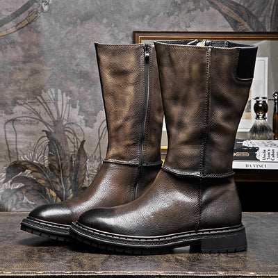 Botas de Cuero Artesanales para Hombre con Suela Gruesa Vintage - Image 4
