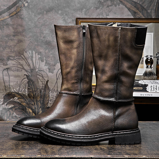 Botas de Cuero Artesanales para Hombre con Suela Gruesa Vintage - Image 4