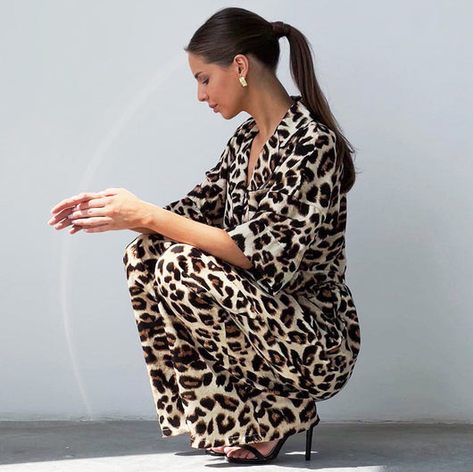 Conjunto Dos Piezas: Blusa Suelta Estampado Leopardo + Pantalón Ancho - Image 13