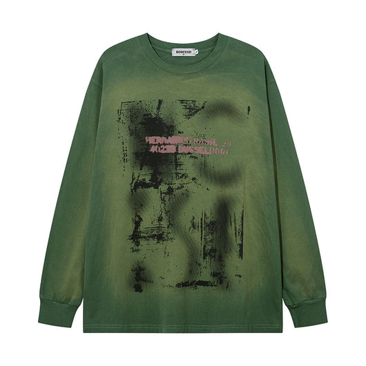 Camiseta Vintage Tie-Dye Desgastada de Manga Larga - Image 2