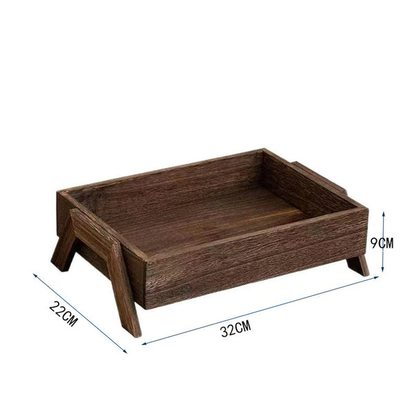 Bandeja de Almacenamiento en Madera Maciza Rectangular