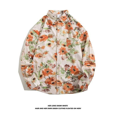 Camisa Retro Holgada Estilo Hong Kong con Estampado de Manga Larga para Hombre - Image 8