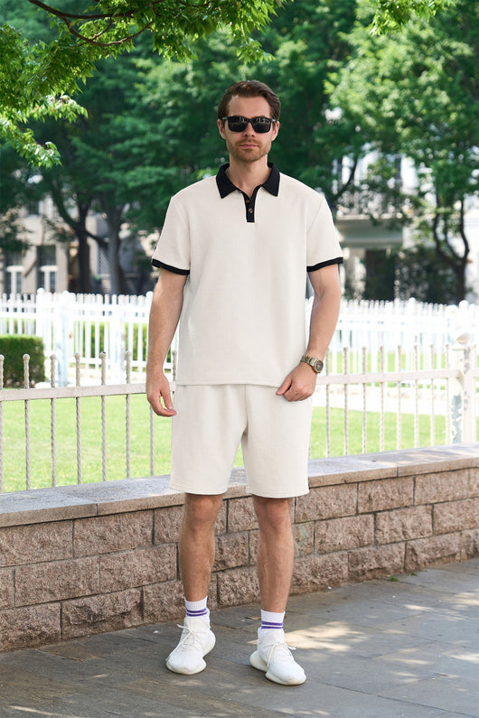 Camisa Casual de Manga Corta con Diseño Jacquard y Bloques de Color para Hombre - Image 13