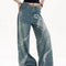 Pantalones Jeans Anchos con Estampado de Moño