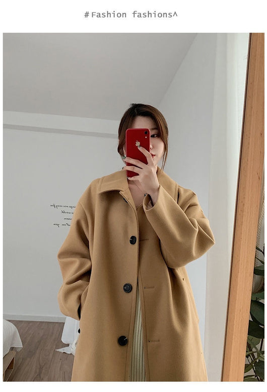 Abrigo Suelto Estilo Coreano Largo Mujer Talla Pequeña - Image 10