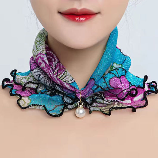 Pañuelo de Seda Decorativo Estampado con Encaje - Accesorio Elegante Versátil - Image 11