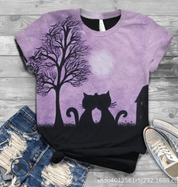 Playera Estampado Gato para Mujer - Manga Corta - Image 11
