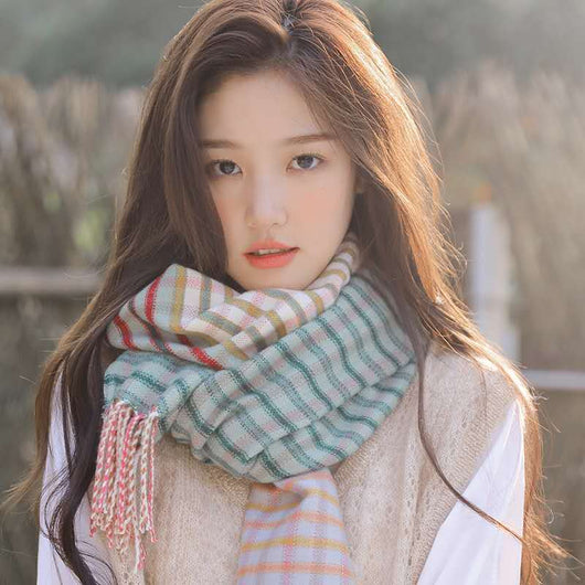 Bufanda Escocesa Retro para Mujer - Chal de Imitación Cashmira Invierno - Image 12