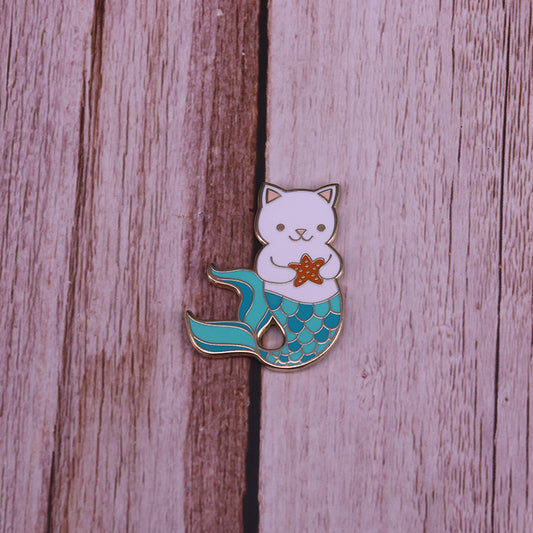 Broche Gatita Sirena Fantasy Azul - Accesorio de Joyería Adorable