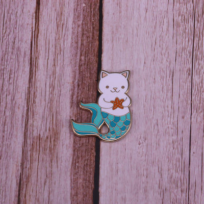 Broche Gatita Sirena Fantasy Azul - Accesorio de Joyería Adorable