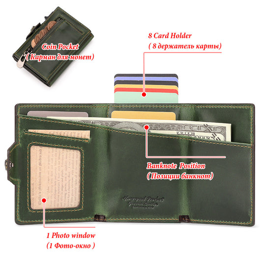 Billetera RFID de Cuero Genuino con Cierre Automático Anti-pérdida - Image 2