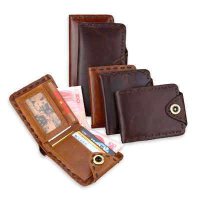 Billetera de Cuero Genuino Primera Capa para Hombre - Estilo Vintage