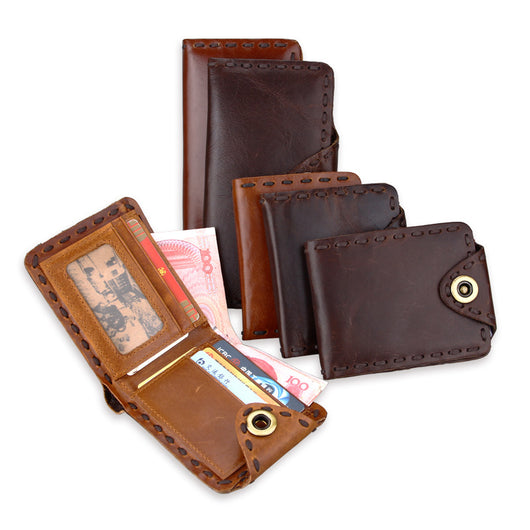 Billetera de Cuero Genuino Primera Capa para Hombre - Estilo Vintage