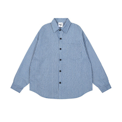 Camisa Suelta de Rayas Verticales y Manga Larga para Hombre - Image 10