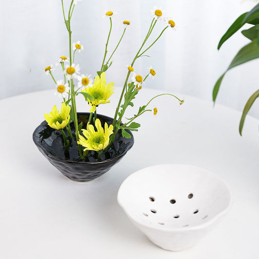 Cuenco Cerámica Zen con Flores Caladas Estilo Chino