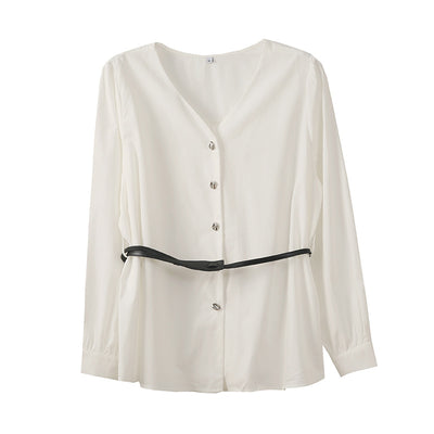 Blusa Suelta Casual con Escote V y Cintura Ajustada - Image 5