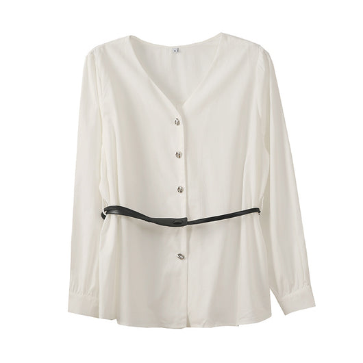 Blusa Suelta Casual con Escote V y Cintura Ajustada - Image 5