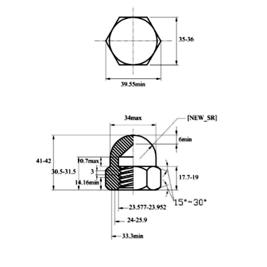 Tuerca Tapón Integral Semicircular con Bola de Rosca - Image 16