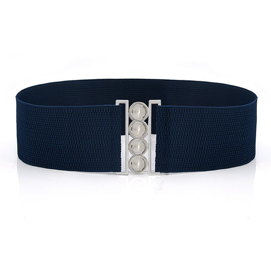 Cinturón Ancho de Moda con Hebilla Metálica de Cuatro Aros - Image 10
