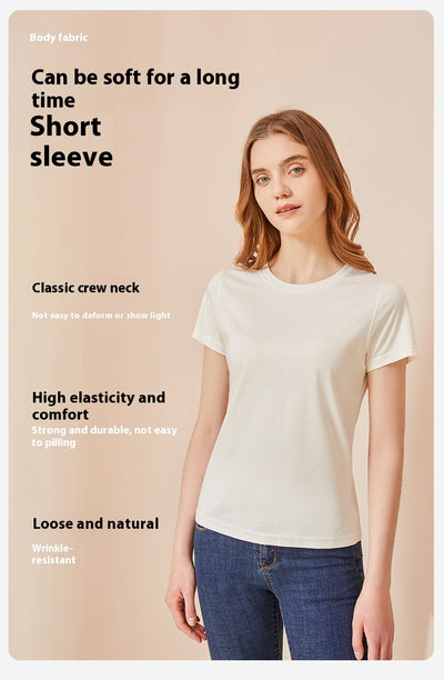 Blusa Fresca de Algodón y Seda de Gusano para Mujer - Manga Corta Verano - Image 20