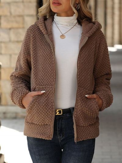 Chaqueta Hoodie Acolchada Suelta con Bolsillos y Cierre para Otoño e Invierno - Image 6