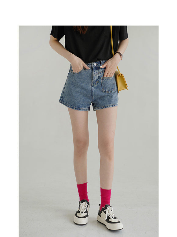 Shorts de Mezclilla Retro Versátiles con Bolsillos Laterales