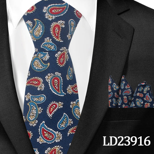 Corbata Casual de Algodón con Estampado Floral 6cm + Pañuelo de Bolsillo - Image 46