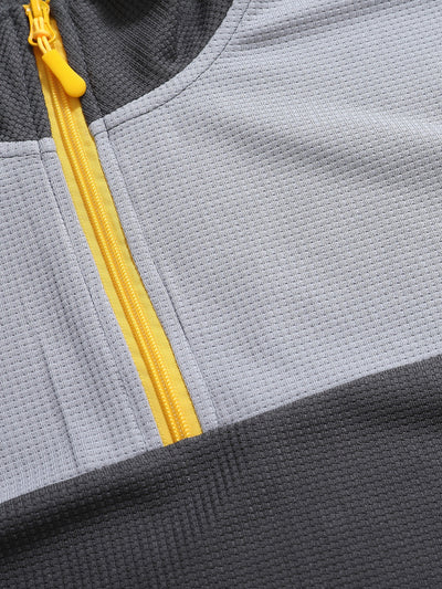Suéter Deportivo Hombre Media Cremallera Bloques de Color Cuello Alto Manga Larga - Image 24