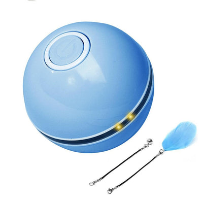 Mint green plastic toy ball for cats, featuring a visible seam and a circular indentation, possibly a charging port. - Image 6