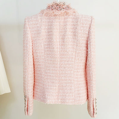 Chaqueta Pesada con Cuentas y Flecos de Hebilla de Diamante - Image 3