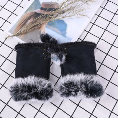 Guantes Mitones de Pelo de Conejo y Gamuza - Image 10