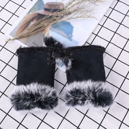 Guantes Mitones de Pelo de Conejo y Gamuza - Image 10