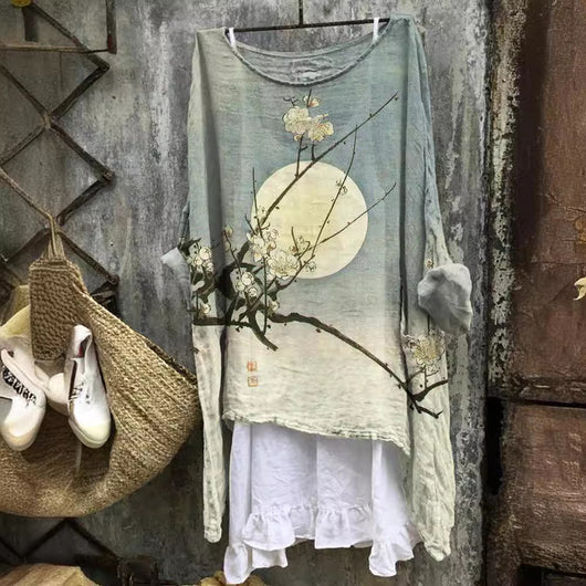 Blusa Casual Estampada de Manga Larga para Mujer - Image 3
