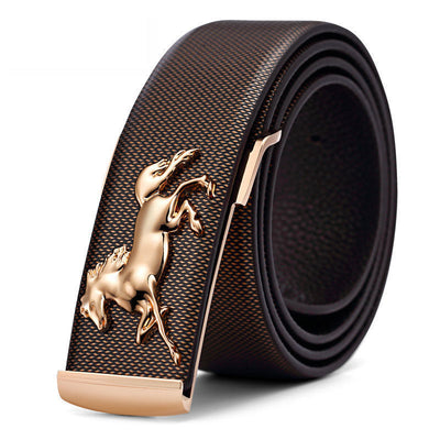 Cinturón de Cuero Premium para Hombre con Hebilla Dorada 3D Caballo - Image 5