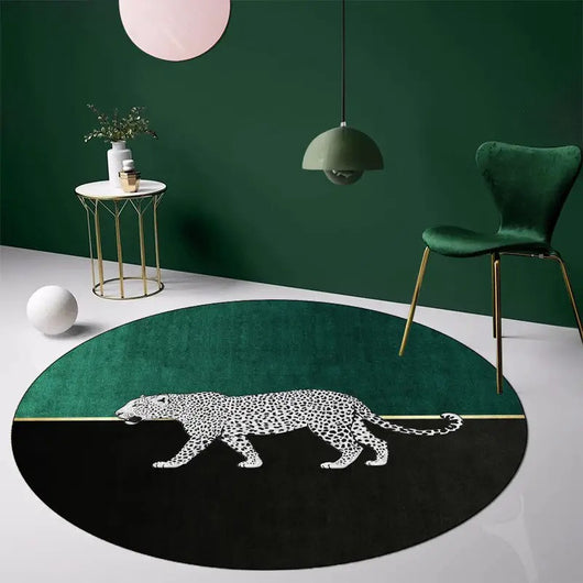 Alfombra de Terciopelo Cristal Leopardo Estilo Retro Americano - Image 3