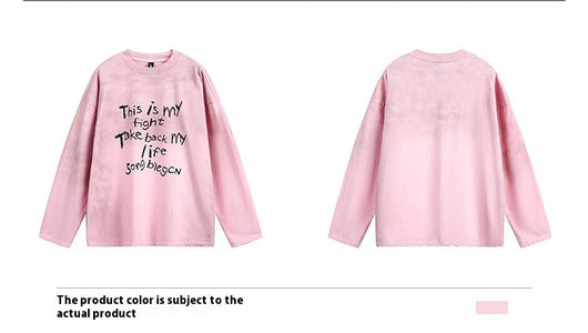 Playera Holgada con Letras Gastadas - Top Casual Versátil - Image 10