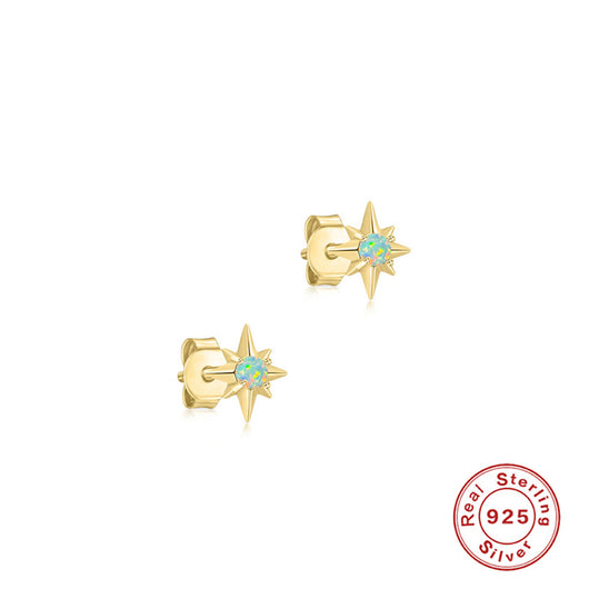 Aretes de Plata Esterlina 925 Octagonales con Ópalo y Diamante - Image 2