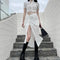 Falda Cheongsam Corta Estilo Hong Kong con Cuello Mandarin y Cintura Alta