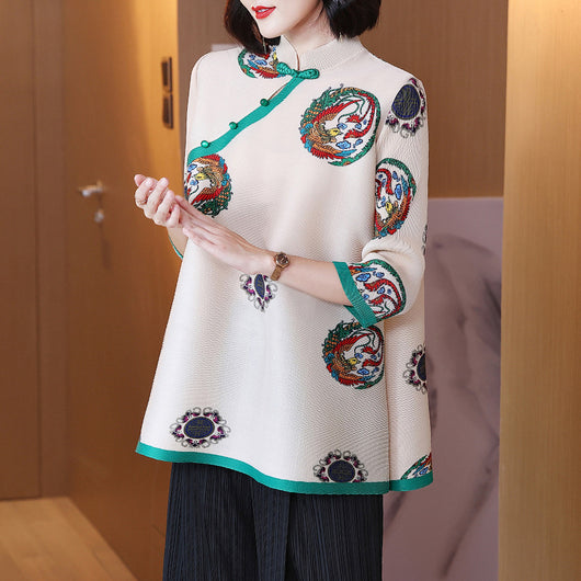 Blusa Cheongsam Retro Estampada Talla Grande para Mujer - Image 15