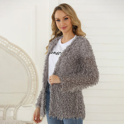 Abrigo Cardigan Largo de Mujer Otoño con Tela Felpa Premium - Image 6
