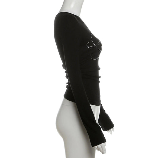 Blusa Fuera del Hombro con Detalle de Letras y Escote Asimétrico - Image 9