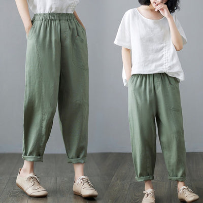 Pantalones Harem de Lino y Algodón - Sueltos y Cómodos para Verano - Image 9