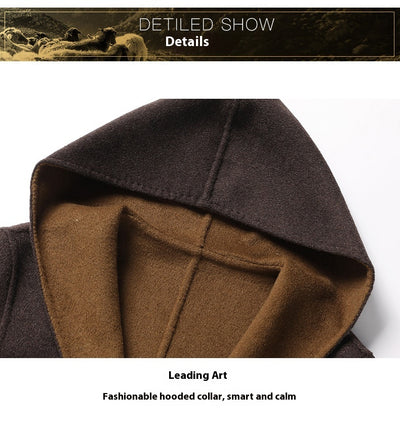 Abrigo de Lana Reversible con Capucha para Hombre - Largo Medio - Image 11