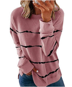 Sudadera Suelta de Cuello Redondo con Rayas Tie Dye para Mujer - Image 9