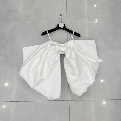 Blusa Elegante Off-Shoulder con Mangas Abullonadas y Moño Grande - Image 8