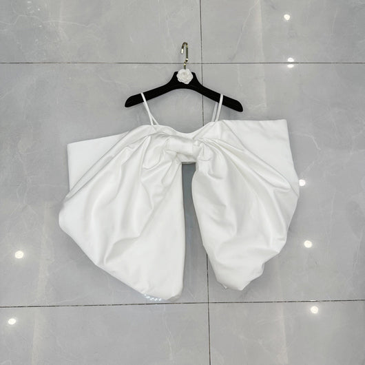 Blusa Elegante Off-Shoulder con Mangas Abullonadas y Moño Grande - Image 8
