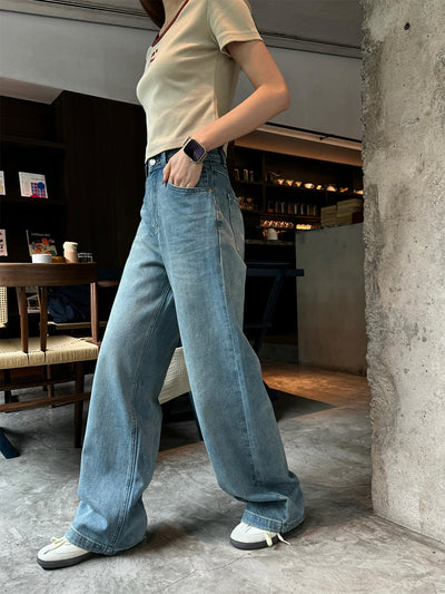 Pantalón Denim Cintura Alta Ancho y Suelto - Image 11