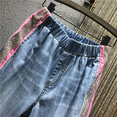 Jeans Harem Talla Grande con Cintura Elástica y Detalles Brillantes - Image 8